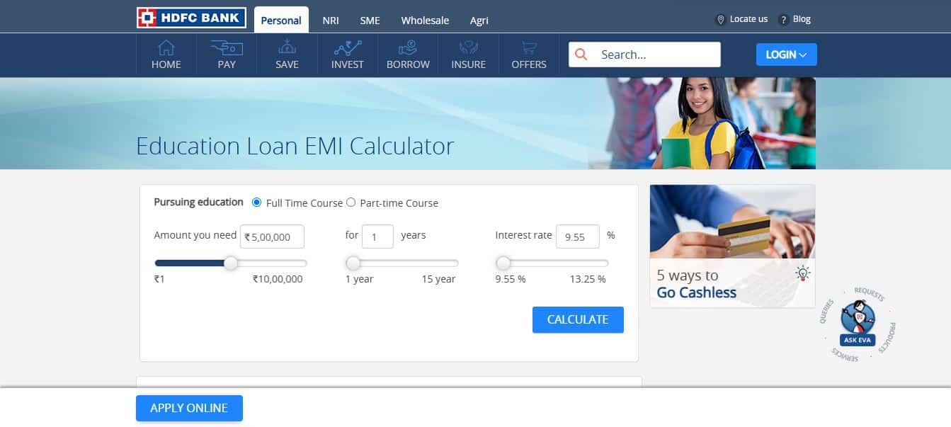 HDFC Bank EMI Calculator